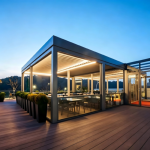 Smart Remote Louvered Pergola for Backyard