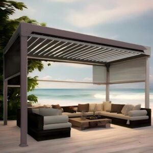 Freestanding Aluminum Pergola Kit  with Louvered Roof for Courtyard