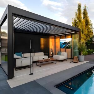 Aluminum Pergola with Retractable Canopy – UV50+ Sun Shade for Patio & Deck